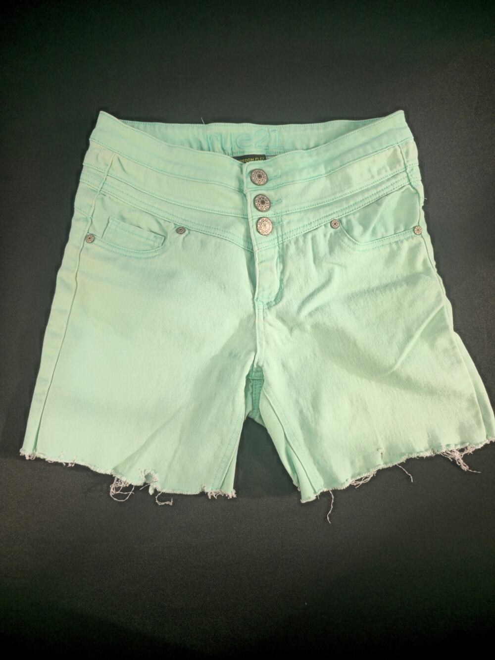 Rue21 Freedom Flex‎ High Waist Jegging Cutoff Shorts Mint Green Juniors Size 7/8